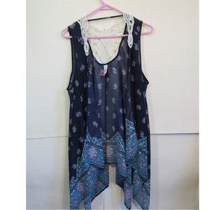 Novelty Elephant Print Sheer Popover Sz Small